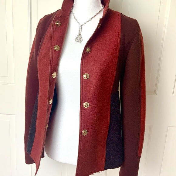 Fendi red short colorblock wool jacket 40 - Picture 8 of 14